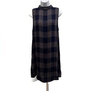 Cloth and Stone Women's Blue/Gray Check Mock Neck Sleeveless Dress Size Med